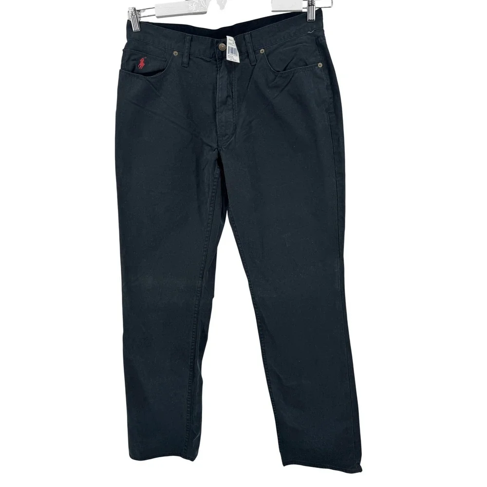 Polo Ralph Lauren Chino Pants Mens 36x34 Black Straight Leg Dungaree Red Pony